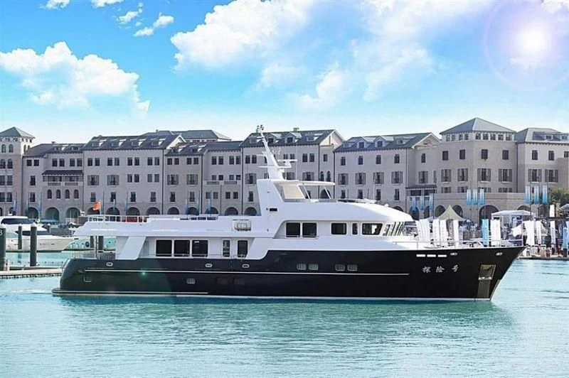 a boat in the water aboard SAMSARA Yacht for Sale