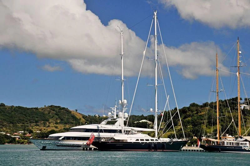 a group of boats in the water aboard THE AQUARIUS Yacht for Sale