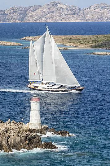 a sailboat on the water aboard THE AQUARIUS Yacht for Sale