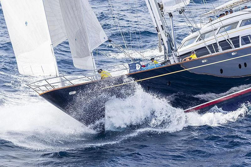 a boat crashing into a large body of water aboard THE AQUARIUS Yacht for Sale