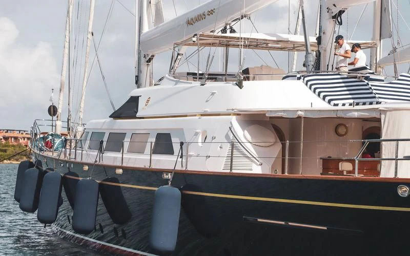 a boat on the water aboard THE AQUARIUS Yacht for Sale