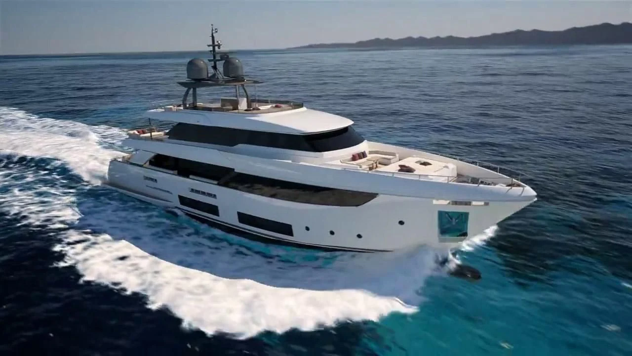 a white yacht on the water aboard NEWAL Yacht for Sale