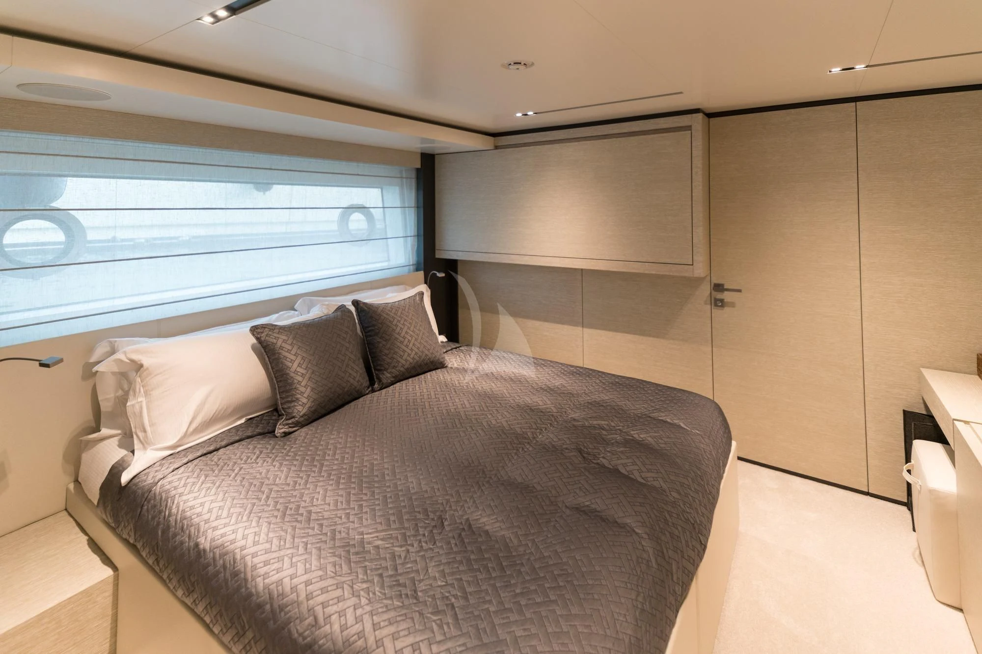 a bed in a room aboard NEWAL Yacht for Sale