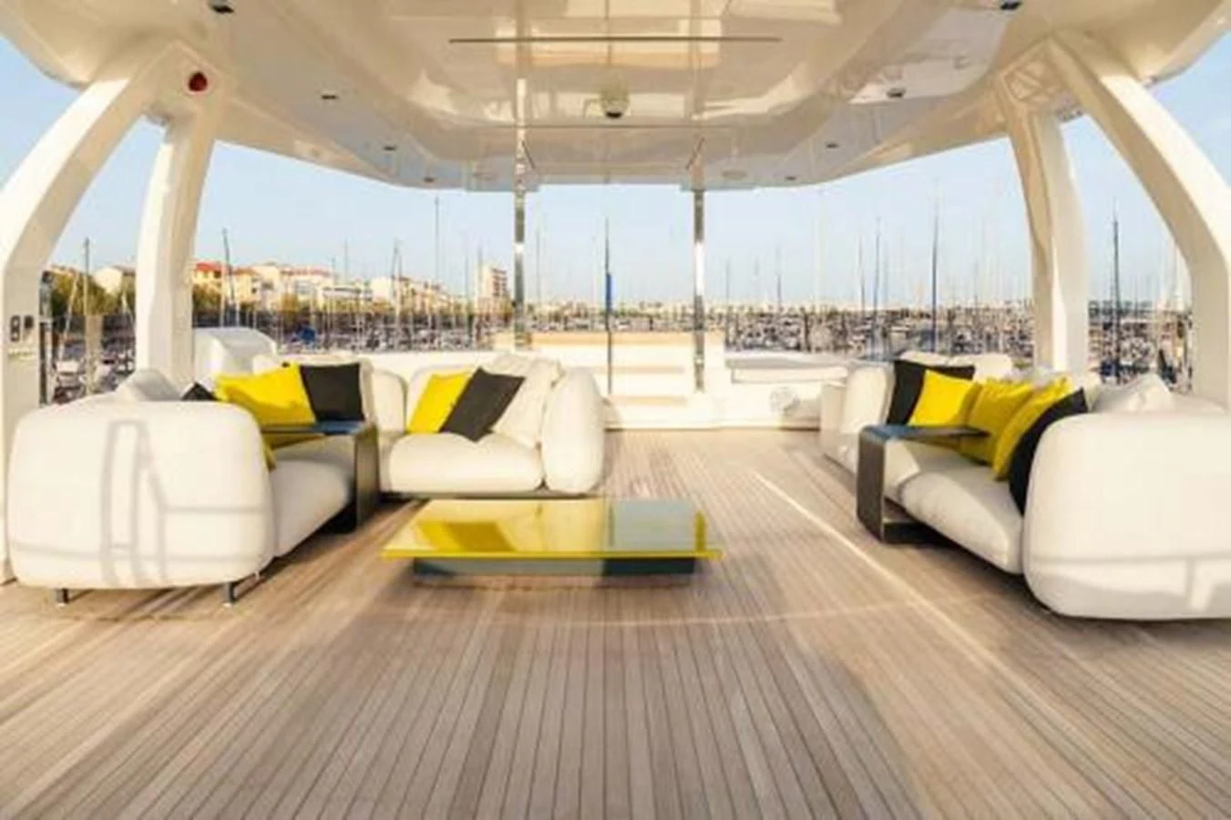 a room with a large window aboard NEWAL Yacht for Sale