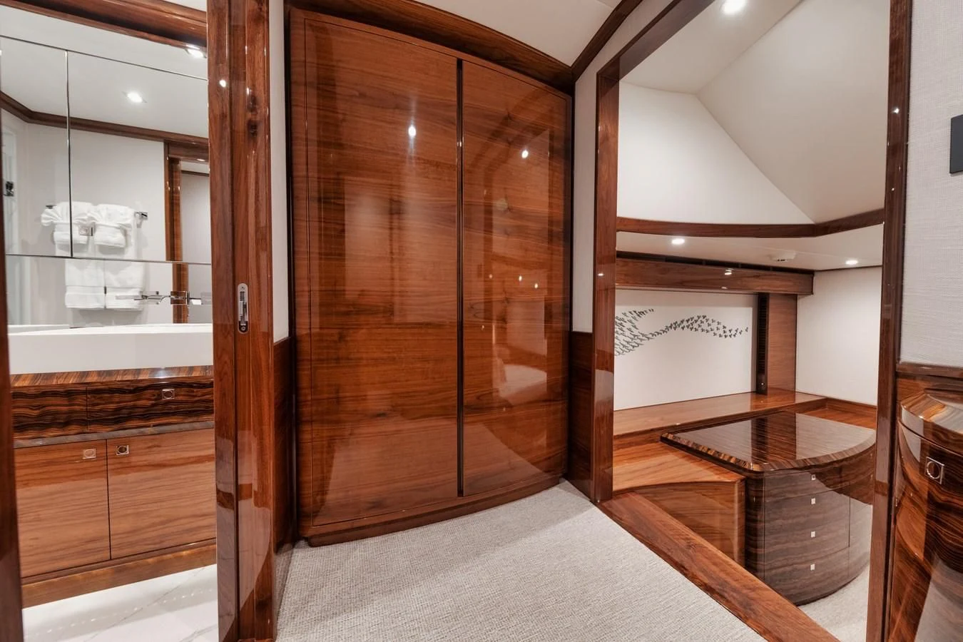a room with a glass door aboard JARUCO Yacht for Sale