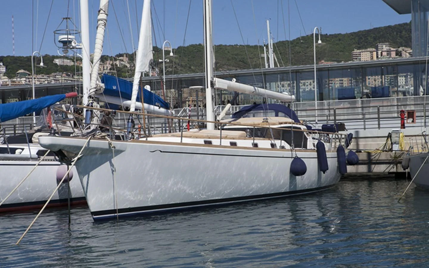 a group of boats are parked in a harbor aboard ARCADIA 3 Yacht for Sale