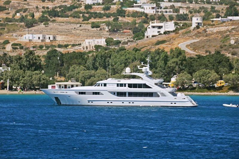 a white yacht in the water aboard LADY MM Yacht for Sale