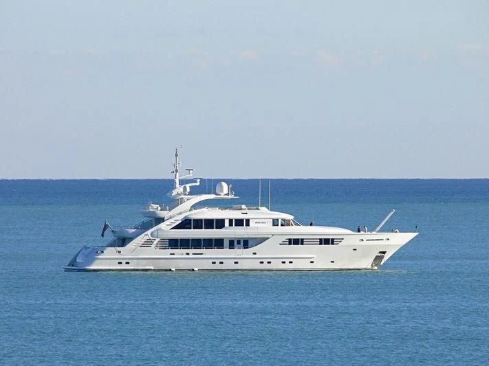 a white boat in the water aboard LADY MM Yacht for Sale