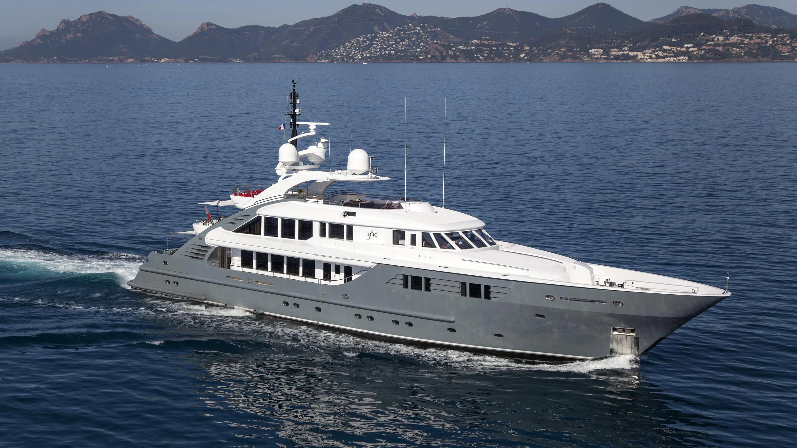 a large white boat in the water aboard LADY MM Yacht for Sale