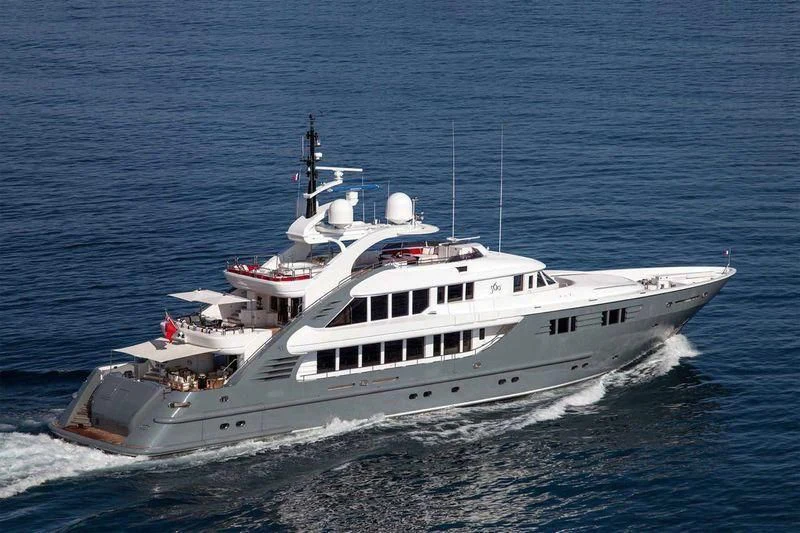 a white yacht on the water aboard LADY MM Yacht for Sale