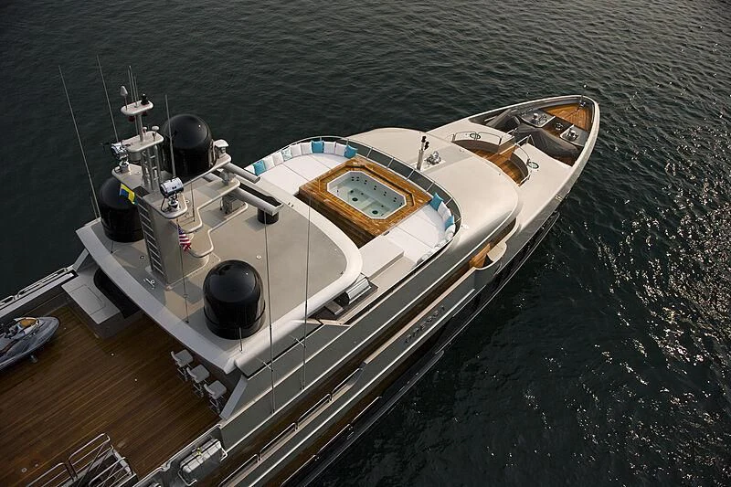 a high angle view of a boat aboard ODESSA Yacht for Sale