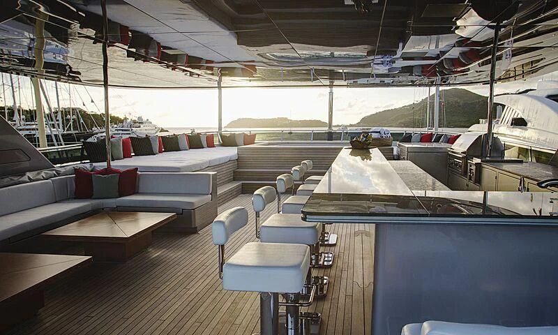 a large room with a deck and a pool aboard ODESSA Yacht for Sale
