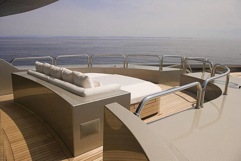 a bed on a boat aboard ODESSA Yacht for Sale