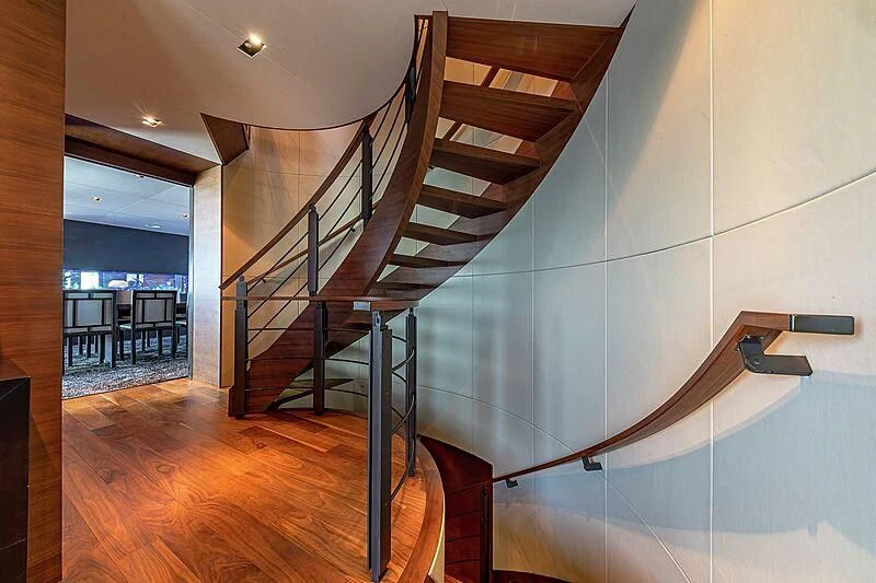 a staircase in a house aboard ODESSA Yacht for Sale