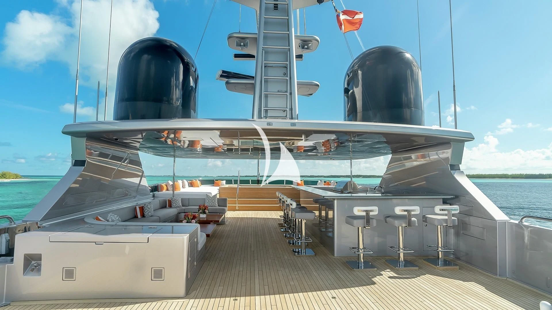 a large ship on the water aboard ODESSA Yacht for Sale