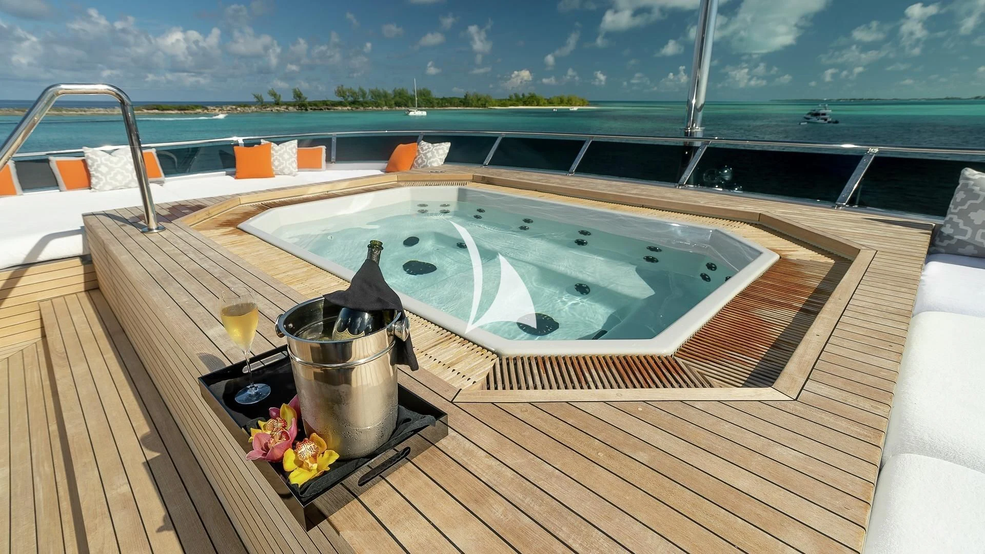 a pool on a deck aboard ODESSA Yacht for Sale