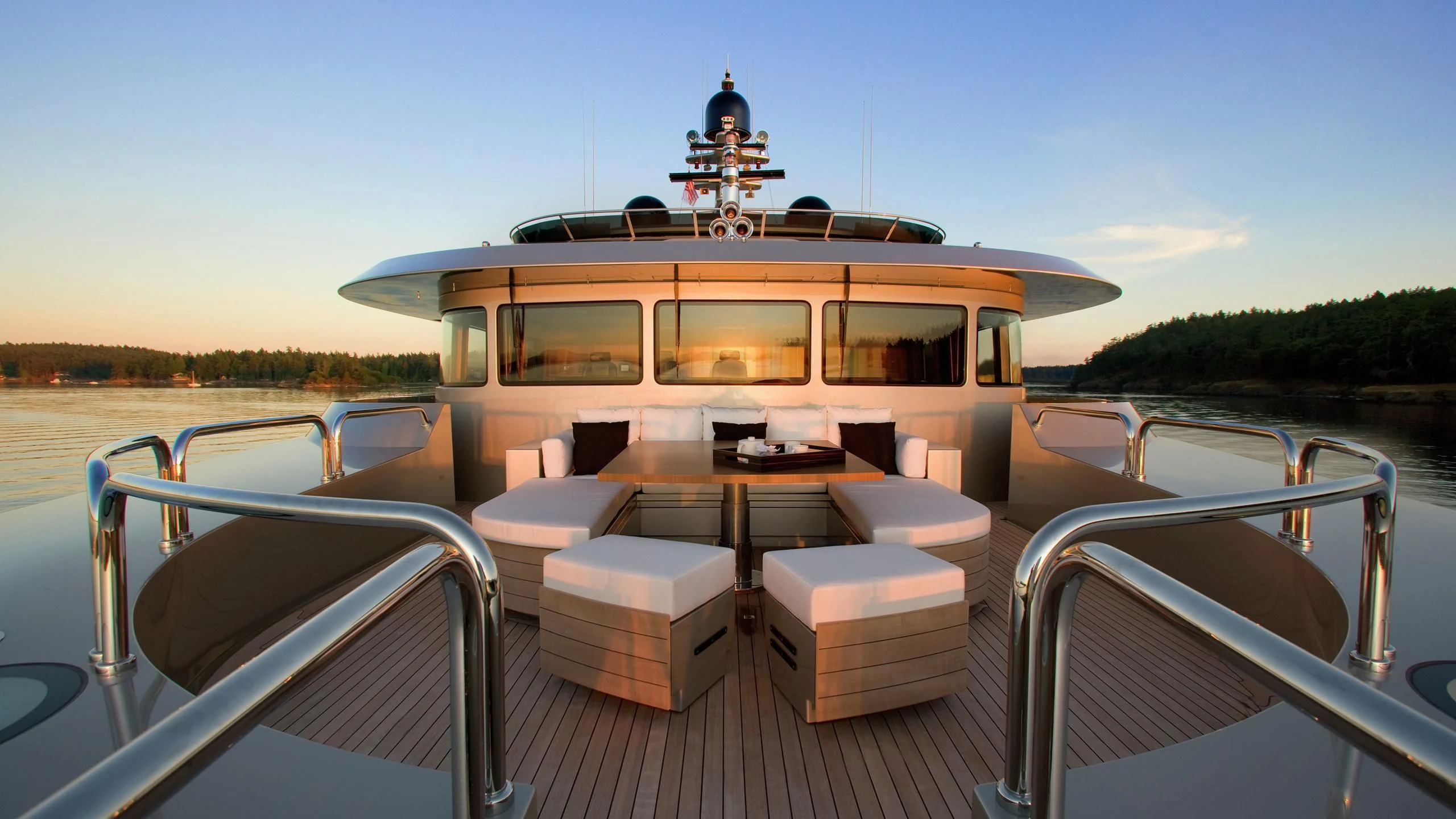 a boat on a water body aboard ODESSA Yacht for Sale