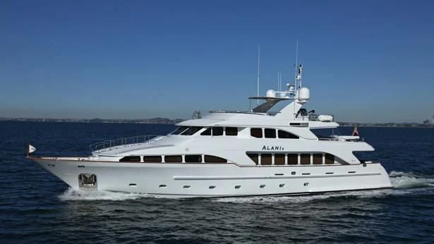 a white yacht on the water aboard ALANI II Yacht for Sale