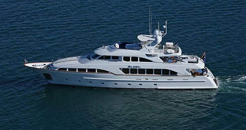 a white yacht in the water aboard ALANI II Yacht for Sale