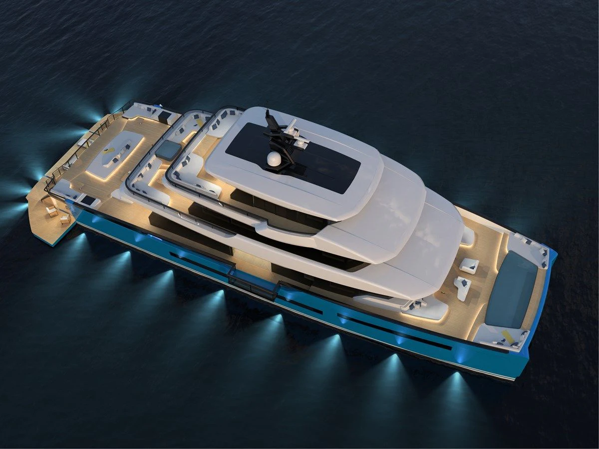 a space ship in the water aboard ZEFFIRO 150' Yacht for Sale