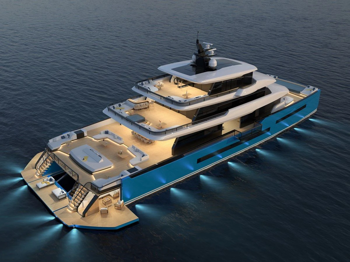 a couple of boats on a body of water aboard ZEFFIRO 150' Yacht for Sale