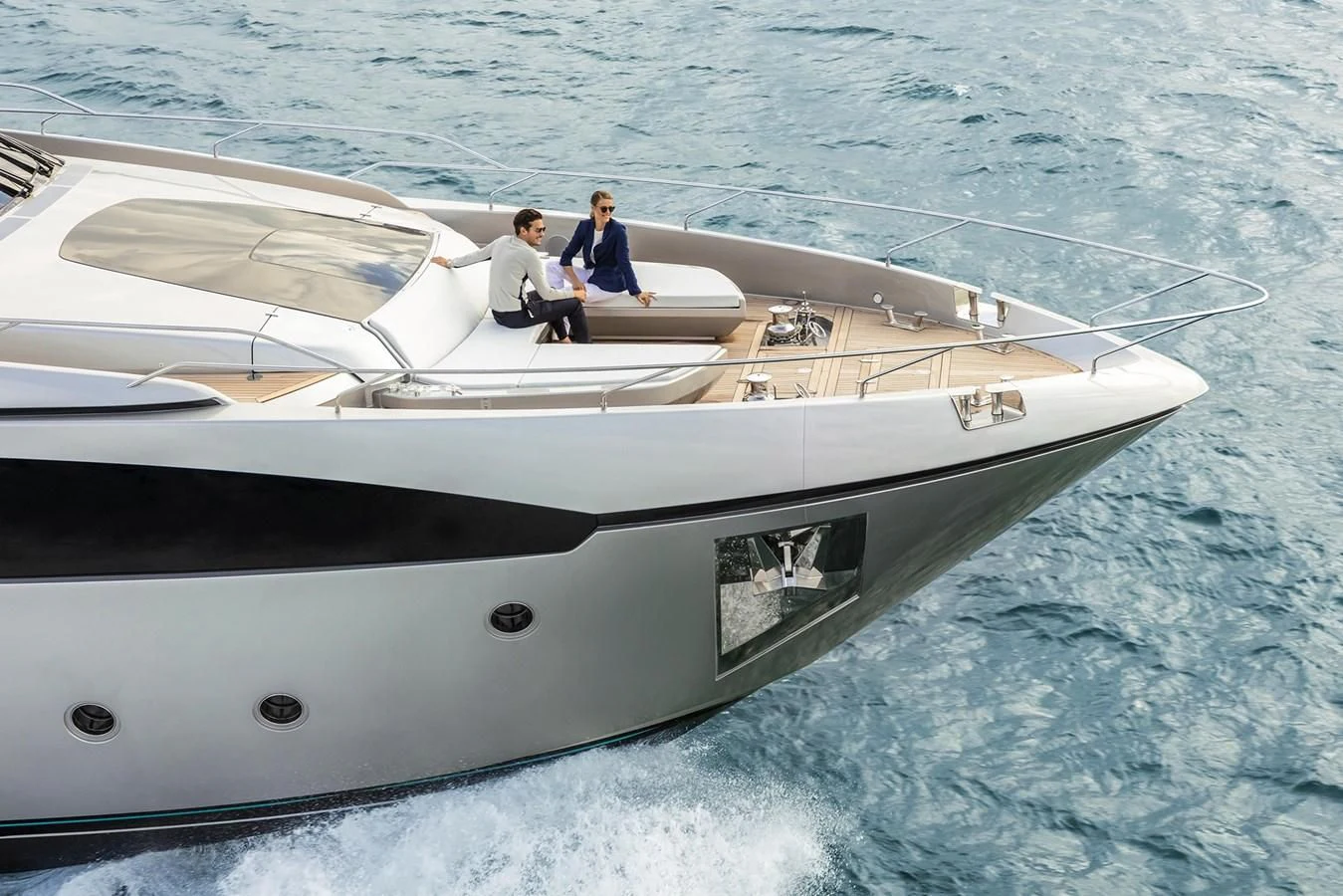two men on a boat aboard RIVA 90' ARGO Yacht for Sale