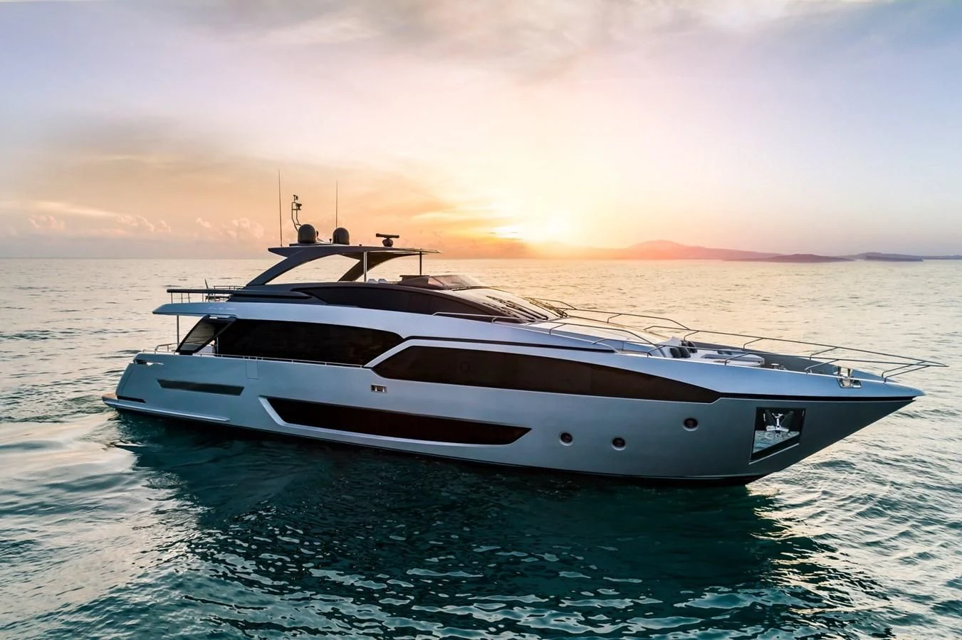 a white boat in the water aboard RIVA 90' ARGO Yacht for Sale