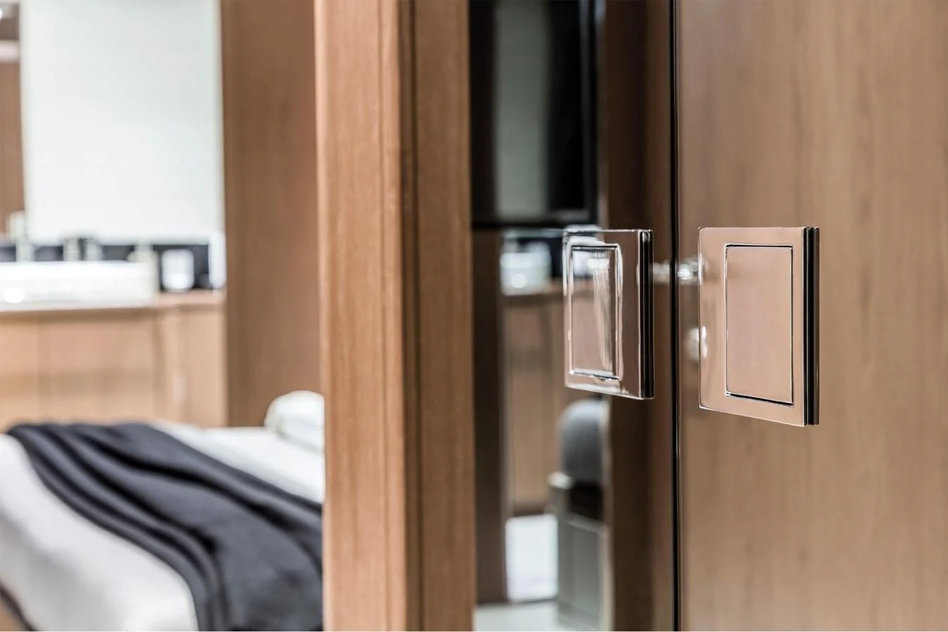 a door with a handle aboard RIVA 90' ARGO Yacht for Sale