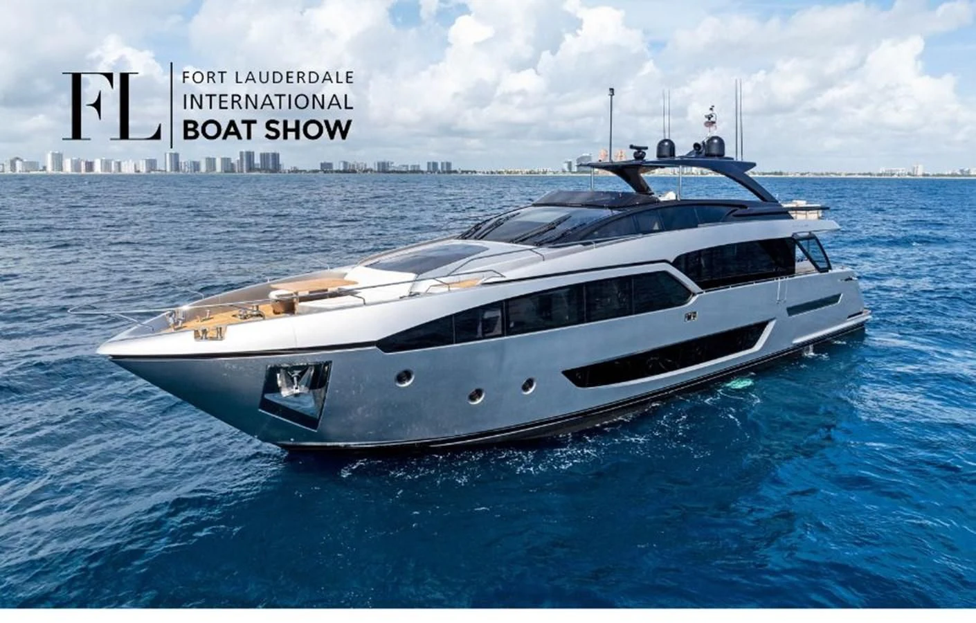 a white yacht in the water aboard RIVA 90' ARGO Yacht for Sale