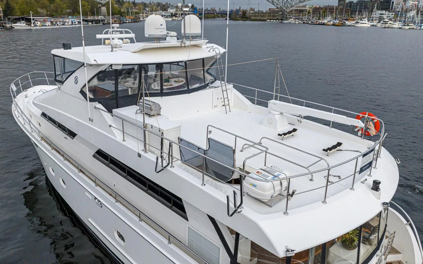 a white boat in the water aboard COCONUT Yacht for Sale