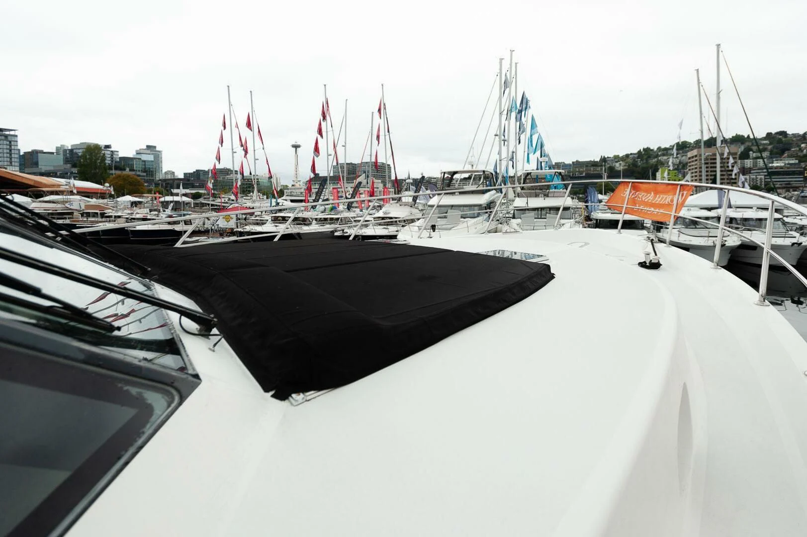 a group of boats are parked in a harbor aboard COCONUT Yacht for Sale