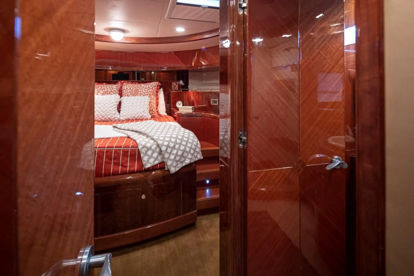 a bedroom with a bed aboard COCONUT Yacht for Sale