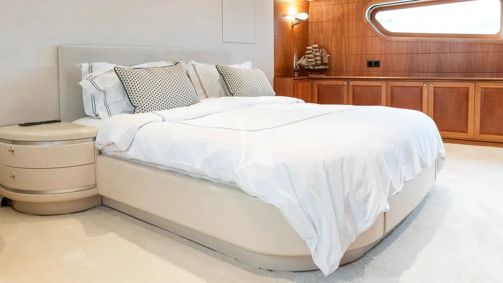 a couple of beds in a room aboard BENIK Yacht for Charter