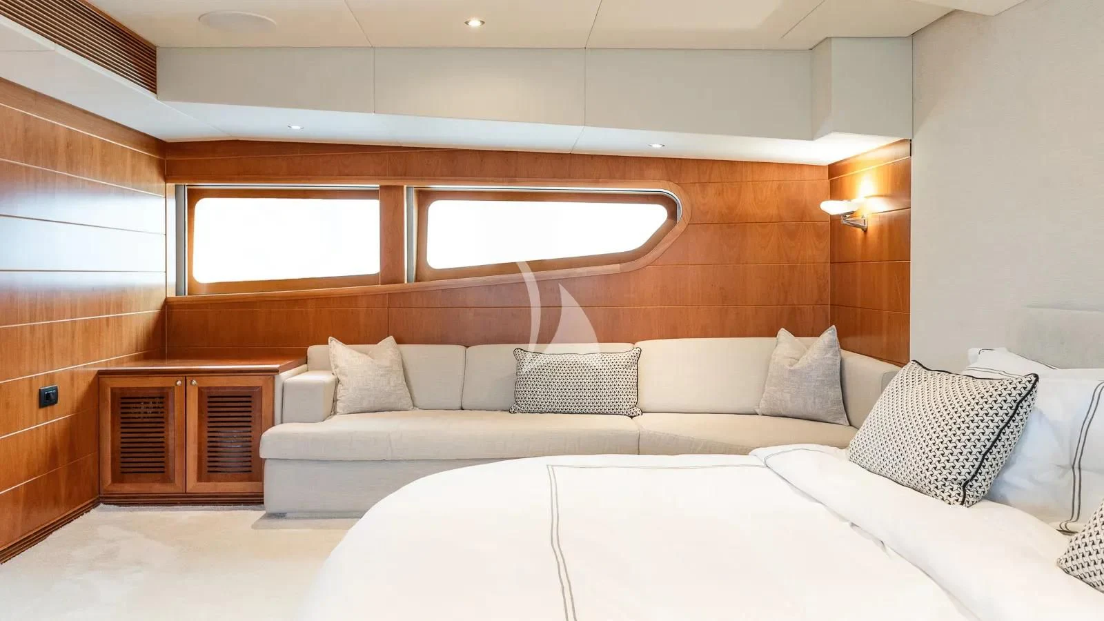 a bed in a room aboard BENIK Yacht for Charter