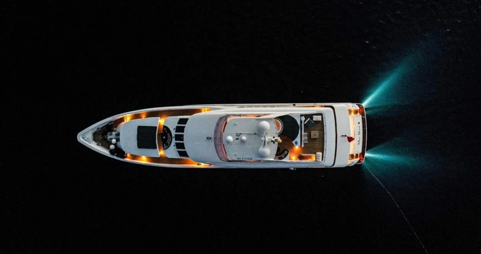 a space ship with lights aboard BENIK Yacht for Charter