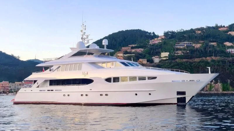 a large white boat on the water aboard BENIK Yacht for Charter