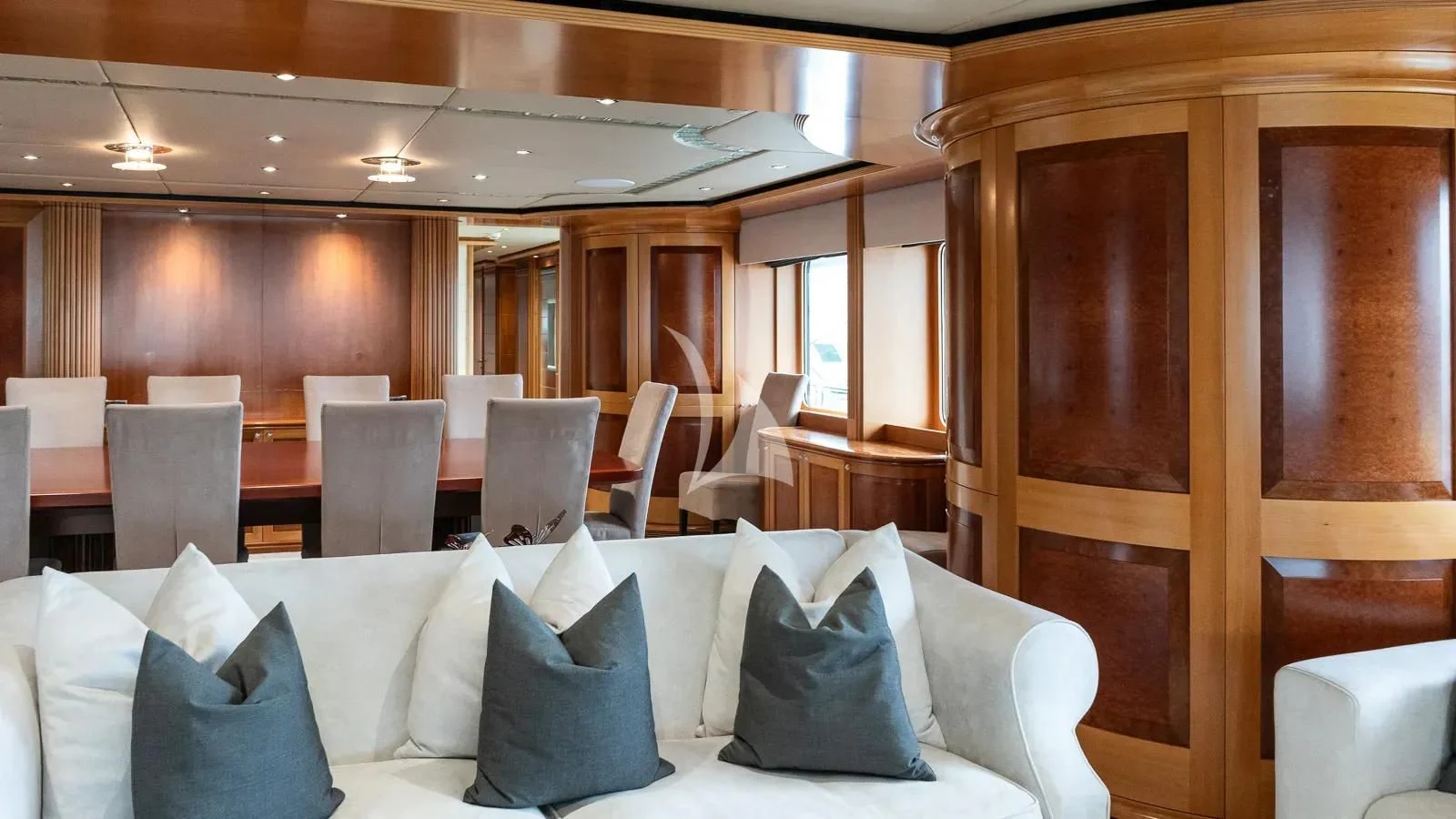 a room with chairs and tables aboard BENIK Yacht for Charter