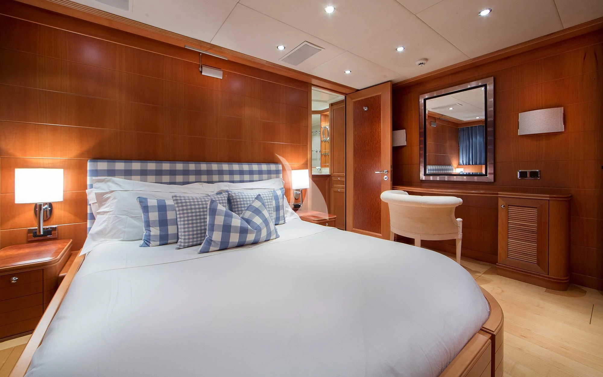 a bed in a room aboard BENIK Yacht for Charter