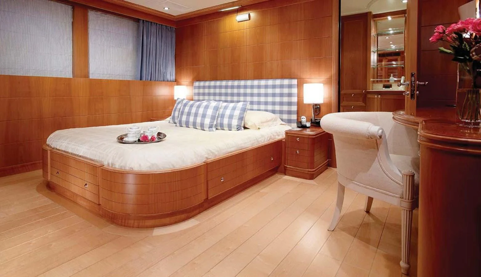 a bed in a room aboard BENIK Yacht for Charter