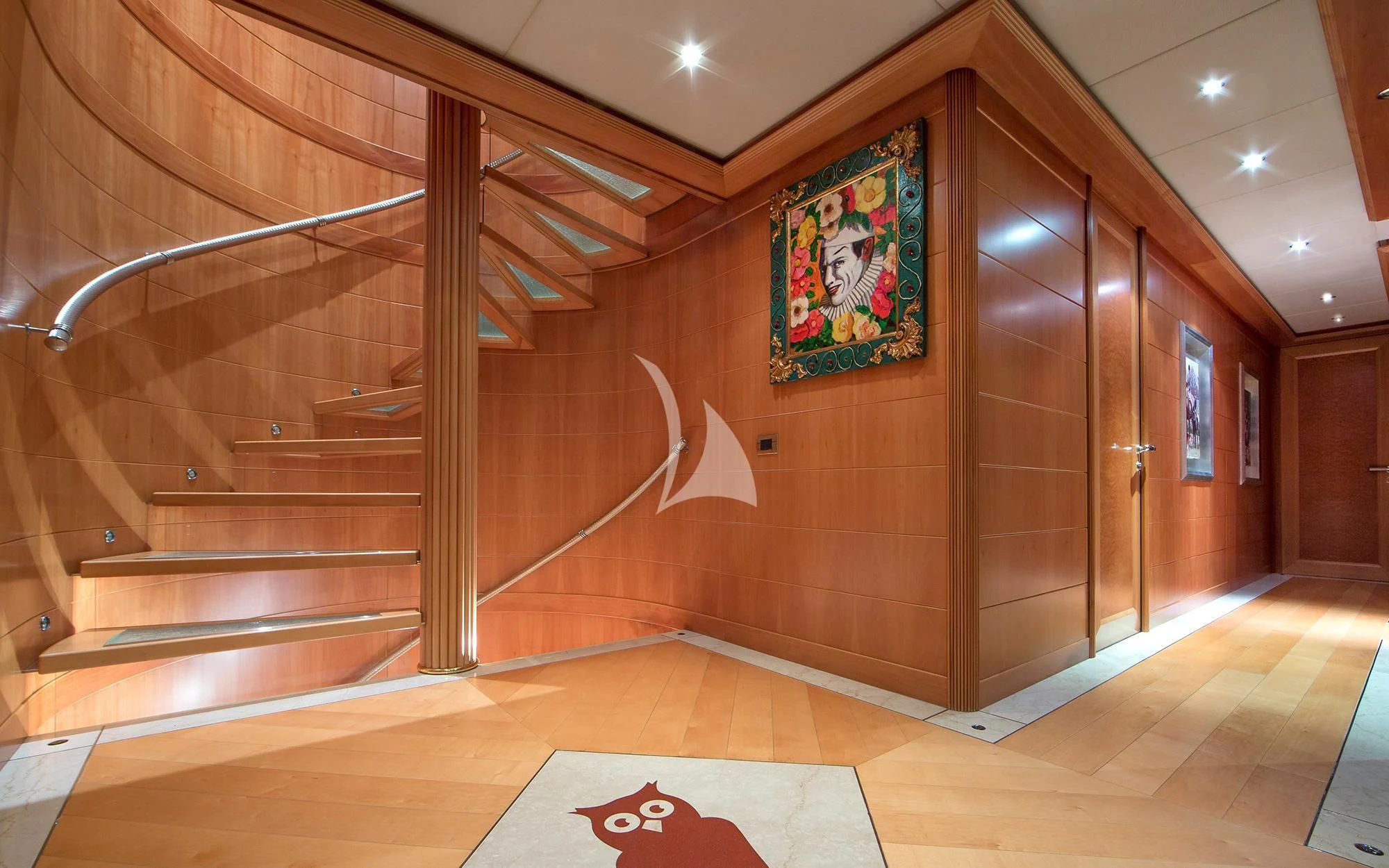 a large room with a glass wall aboard BENIK Yacht for Charter