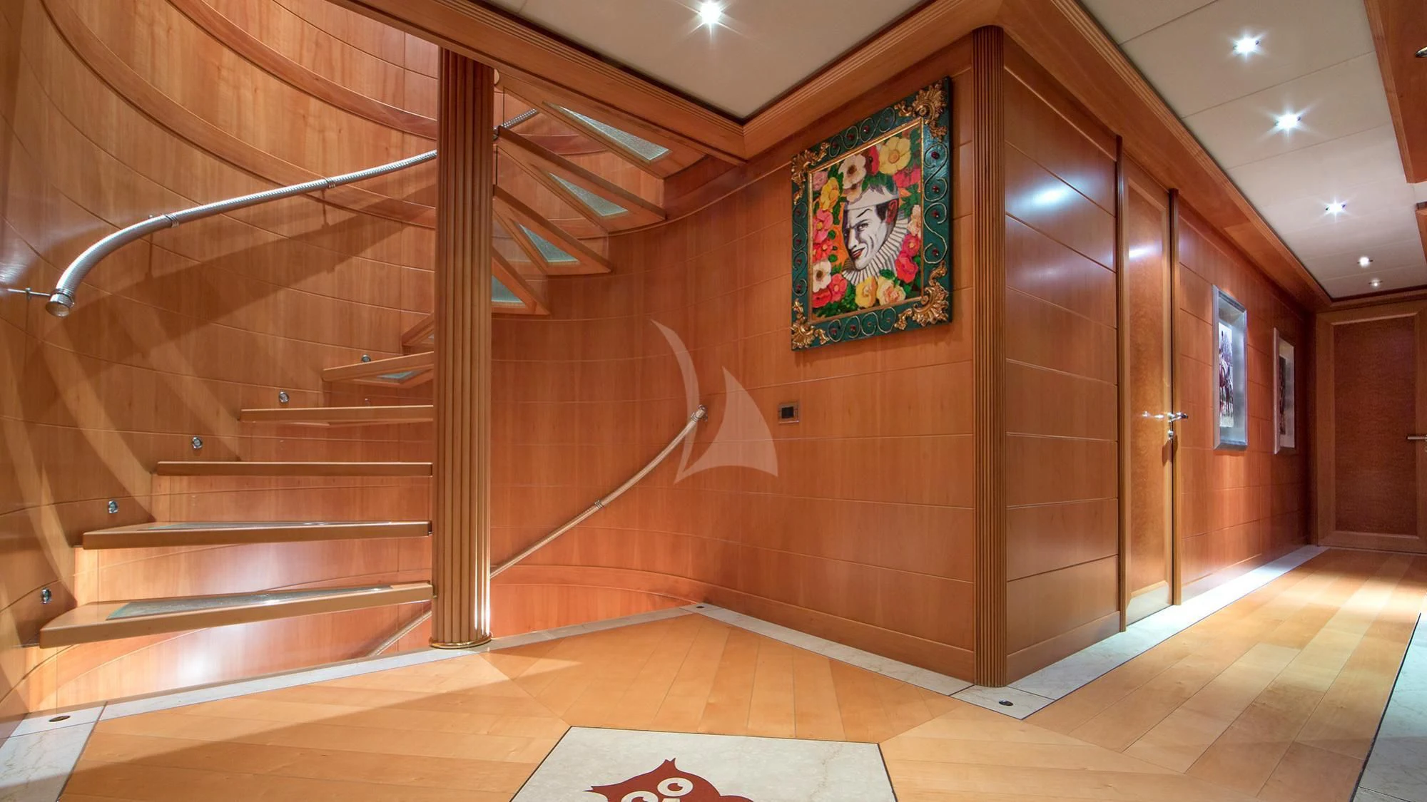 a large bathroom with a glass shower aboard BENIK Yacht for Charter