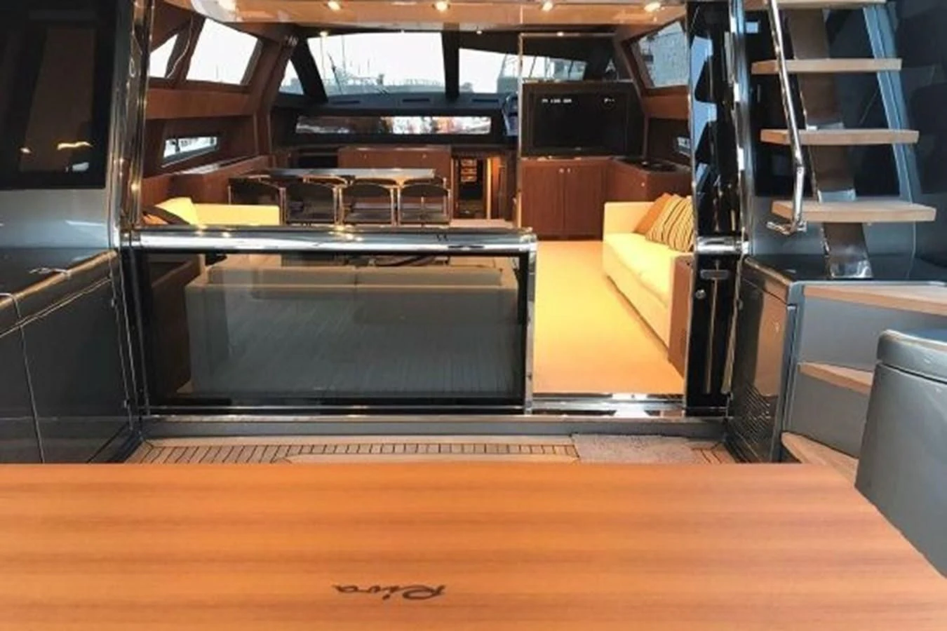 a room with a large tv aboard MOIRA CINCO Yacht for Sale