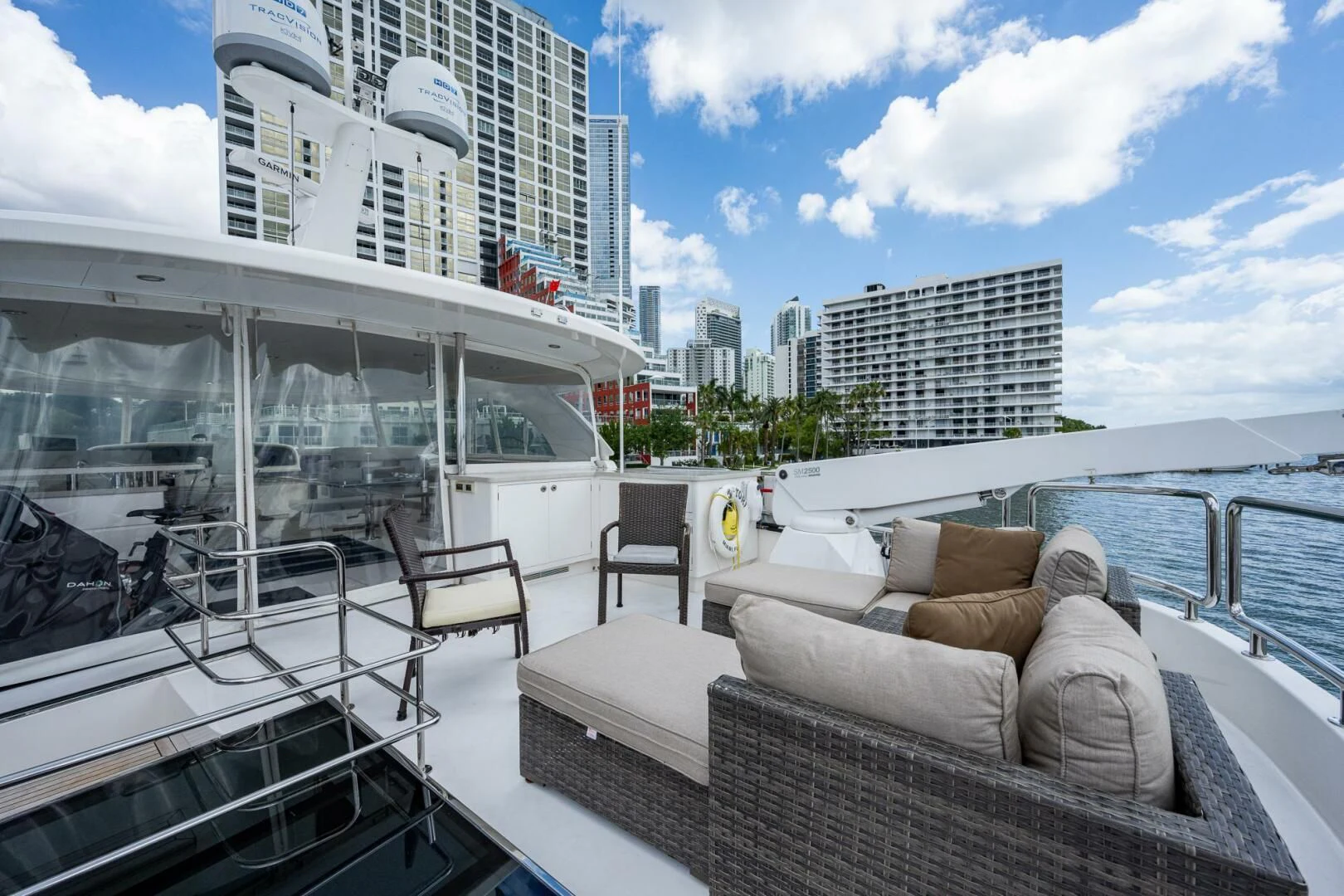 a couch on a boat aboard MOIRA CINCO Yacht for Sale