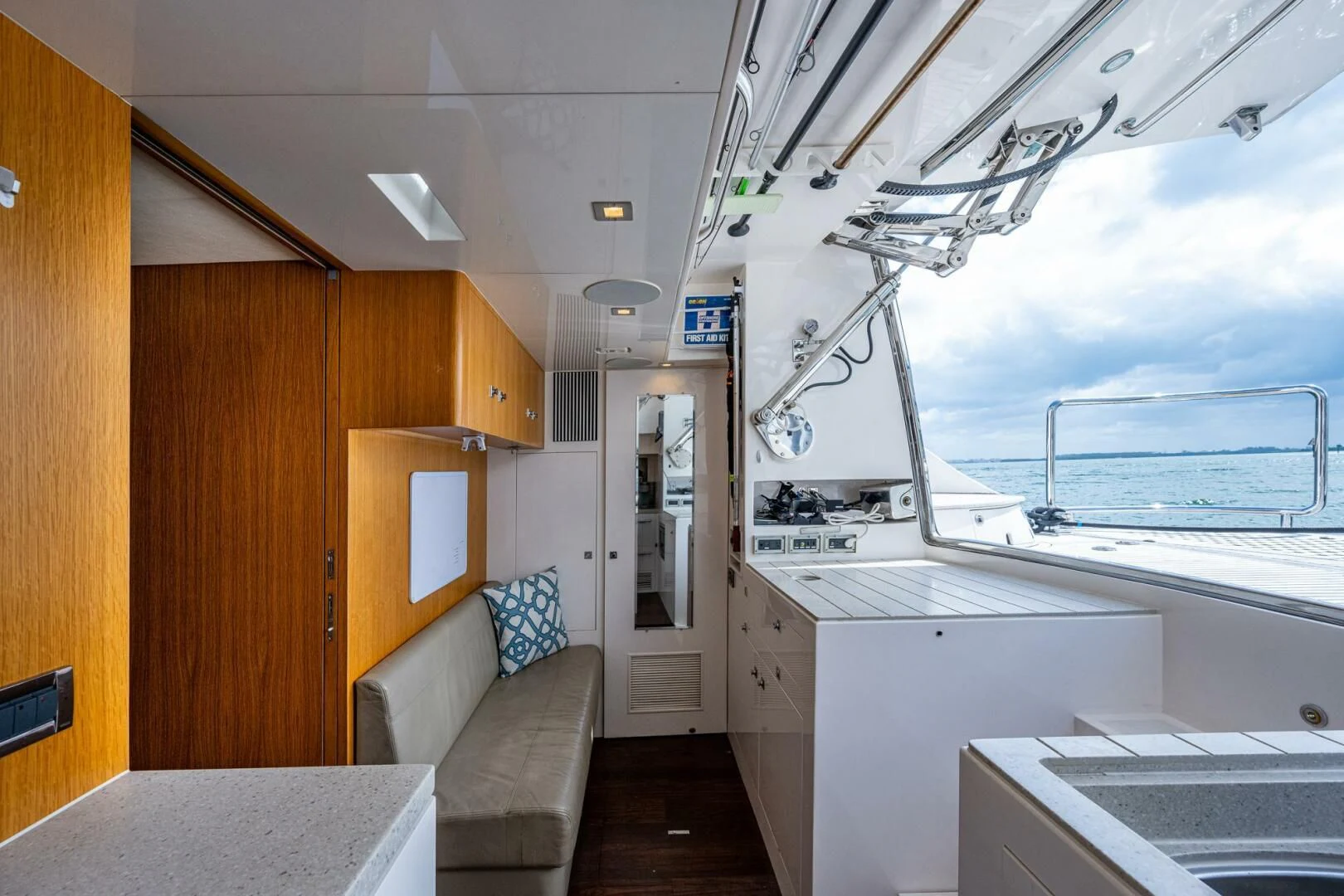 a boat in a room aboard MOIRA CINCO Yacht for Sale
