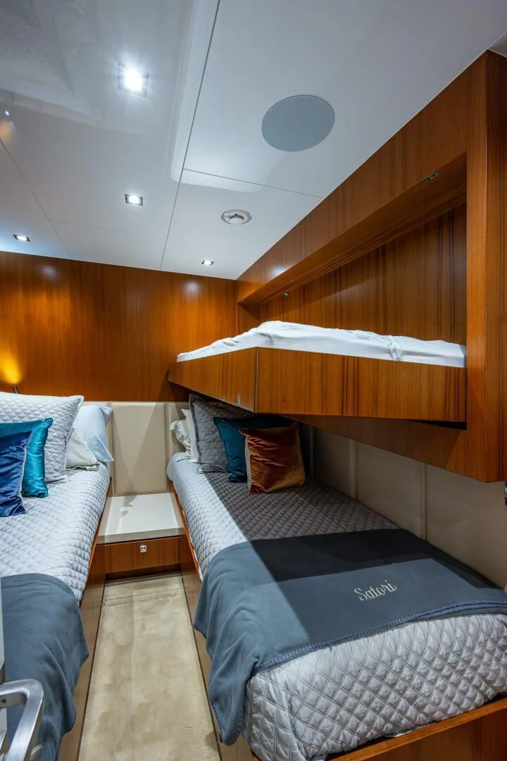 a room with bunk beds aboard MOIRA CINCO Yacht for Sale