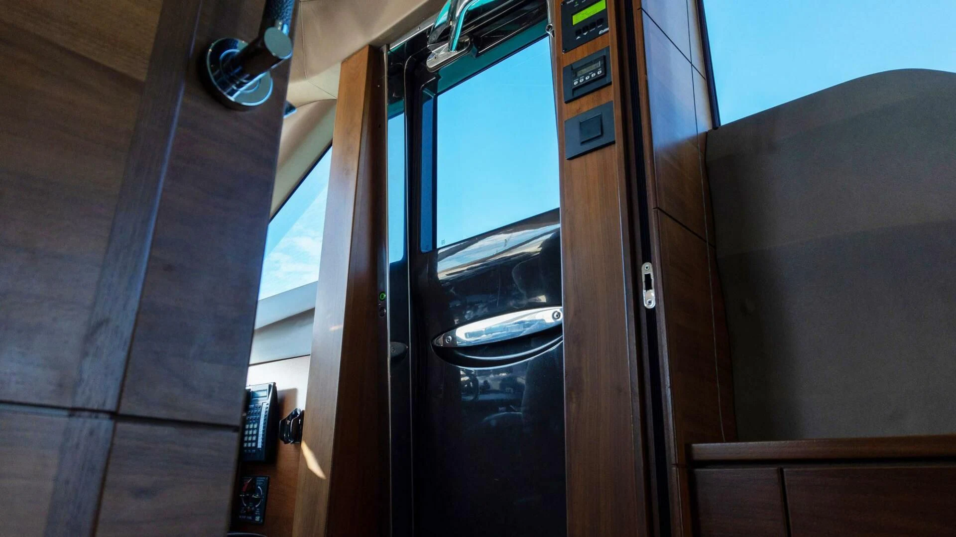 a door open with a door open aboard MOIRA CINCO Yacht for Sale