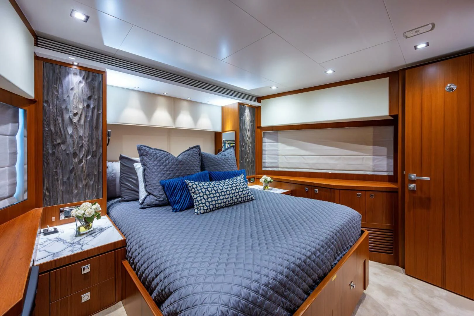 a bed in a room aboard MOIRA CINCO Yacht for Sale