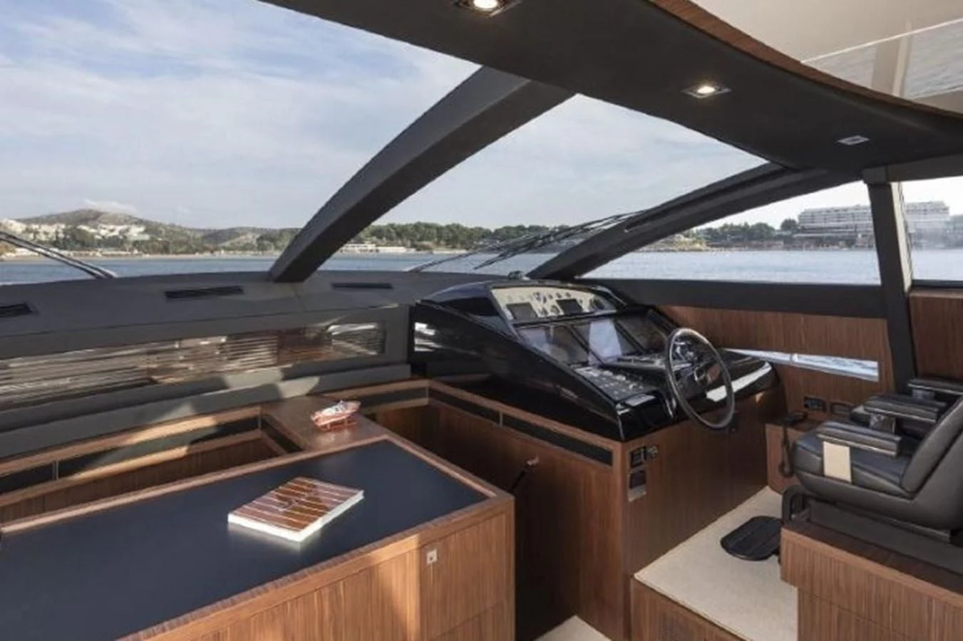 inside of a car aboard MOIRA CINCO Yacht for Sale
