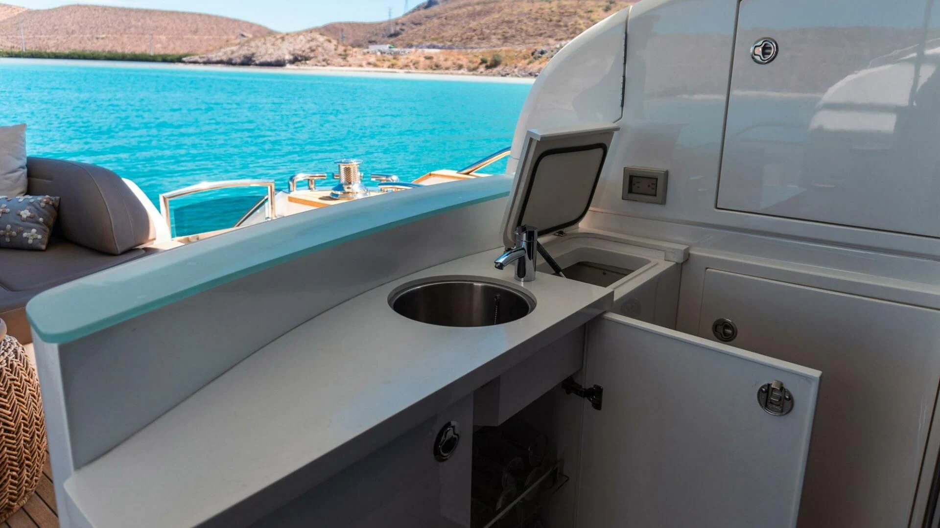 a sink with a faucet aboard MOIRA CINCO Yacht for Sale