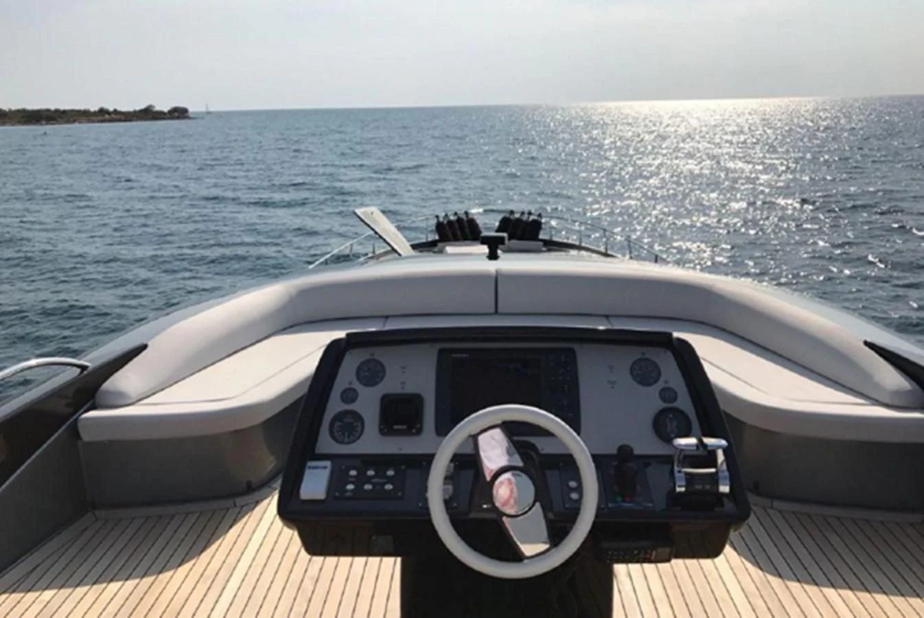 the front of a boat aboard MOIRA CINCO Yacht for Sale